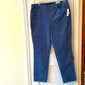 NWT Talbots High Waist Straight Leg Corduroy Pants Long Women 16‎ Blue Minimizer